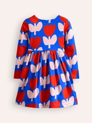 Boden Blue 100% Cotton Long-Sleeved Fun Jersey Dress - Image 2 of 3
