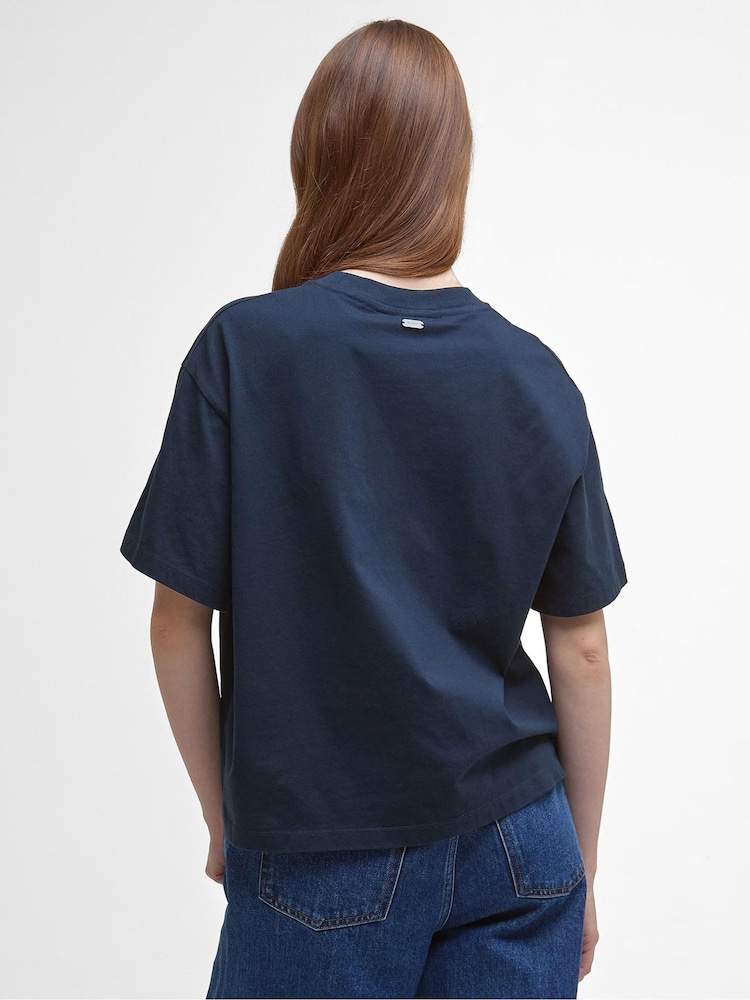 Barbour® Blue Oversized Jema 100% Cotton Top - Image 2 of 5