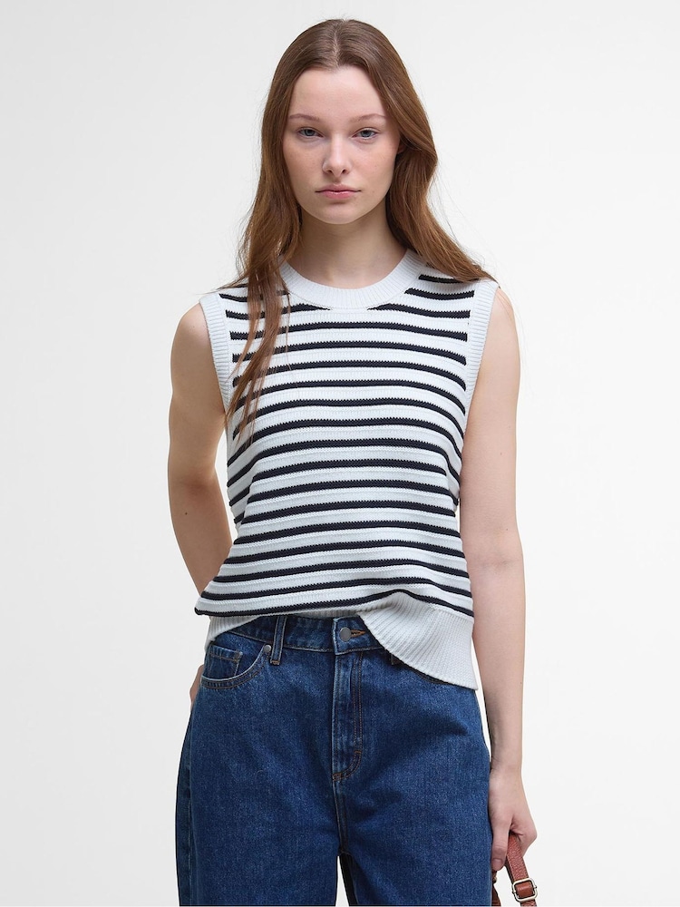 Barbour® Blue Emberly Sleeveless Knitted 100% Cotton Tank - Image 1 of 5