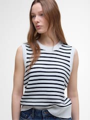 Barbour® Blue Emberly Sleeveless Knitted 100% Cotton Tank - Image 3 of 5