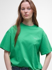 Barbour® Green Oversized Jema 100% Cotton Top - Image 3 of 5