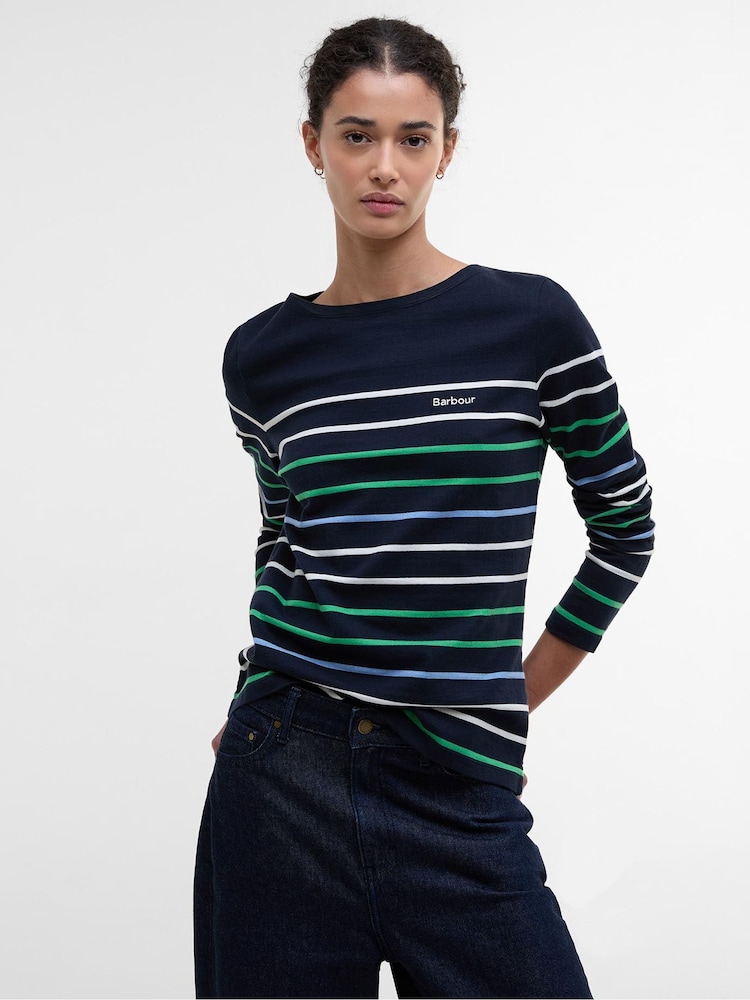 Barbour® Blue Hawkins Stripe 100% Cotton Top - Image 1 of 5