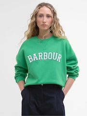 Barbour® Green Silverdale Varsity 100% Cotton Sweatshirt - Image 1 of 4