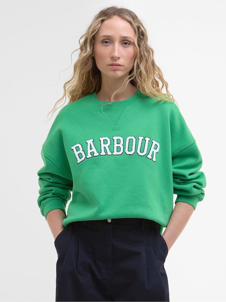 Barbour® Green Silverdale Varsity 100% Cotton Sweatshirt - Image 1 of 4