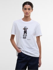 Barbour® White Woodrow Dog Print 100% Cotton T-Shirt - Image 1 of 4