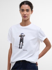 Barbour® White Woodrow Dog Print 100% Cotton T-Shirt - Image 3 of 4