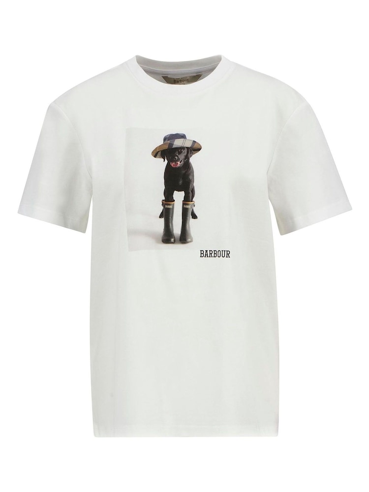 Barbour® White Woodrow Dog Print 100% Cotton T-Shirt - Image 4 of 4
