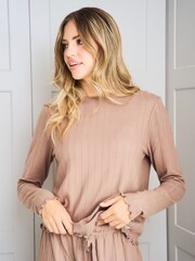 Jim Jam the Label Ribbed Lounge Brown Pyjamas Set - Image 12 of 13
