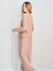 Jim Jam the Label Ribbed Lounge Brown Pyjamas Set - Image 8 of 13