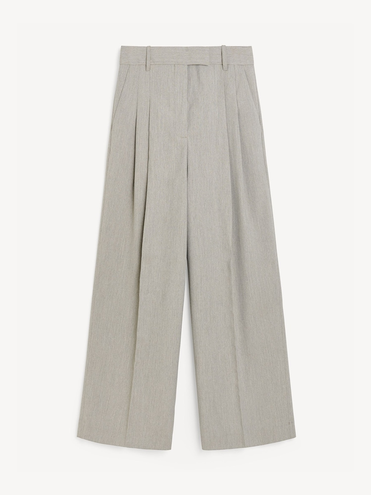 By Malene Birger Grey Cymbaria Pleat Front Wide Leg Trousers - Image 1 of 1