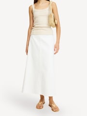 By Malene Birger White Carlas Denim A-Line Midi Skirt - Image 1 of 2