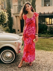 Friends Like These Chiffon Frill Sleeve Ruffle Maxi Dress - Imagem 2 de 5