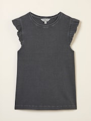 FatFace Charcoal Grey Frill Sleeveless Top - Image 1 of 1