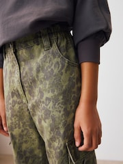 Green Leopard Wide Leg Cargo Jeans (3-16yrs) - Image 4 of 4