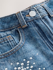 Mid Blue Denim Heat Seal Embellished Flare Jeans (3-16yrs) - Image 8 of 9
