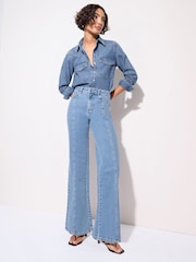 Friends Like These Bleach Denim Relaxed Wide Leg Jeans - Image 1 of 5