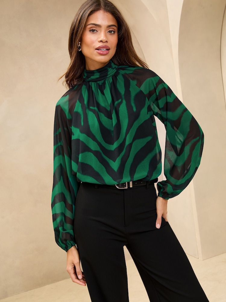 Lipsy Print High Neck Blouson Blouse - Bild 1 von 4 Lipsy Print High Neck Blouson Blouse - Bild 1 von 4