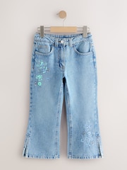 Light Blue Denim Floral Embellished Flare Jeans (3-16yrs) - Image 1 of 5