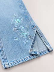 Light Blue Denim Floral Embellished Flare Jeans (3-16yrs) - Image 4 of 5