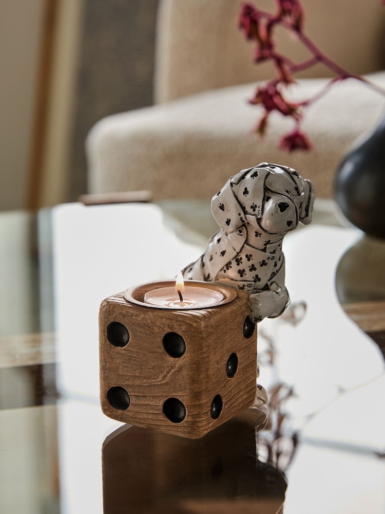 White/Black Ace the Dalmatian Bronx Tea Light Holder - Image 1 of 6