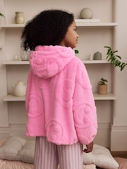 Pink Happy Face Jacquard Fleece Cropped Hooded Blanket (3-16yrs) - Image 2 of 9