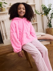 Pink Happy Face Jacquard Fleece Cropped Hooded Blanket (3-16yrs) - Image 3 of 9