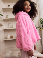 Pink Happy Face Jacquard Fleece Cropped Hooded Blanket (3-16yrs) - Image 4 of 9