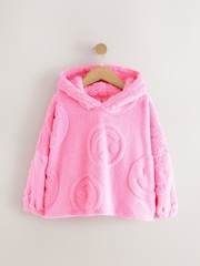 Pink Happy Face Jacquard Fleece Cropped Hooded Blanket (3-16yrs) - Image 6 of 9