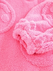 Pink Happy Face Jacquard Fleece Cropped Hooded Blanket (3-16yrs) - Image 9 of 9