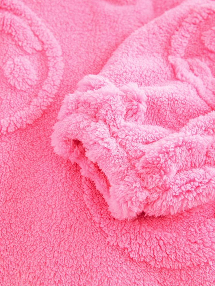 Pink Happy Face Jacquard Fleece Cropped Hooded Blanket (3-16yrs) - Image 9 of 9