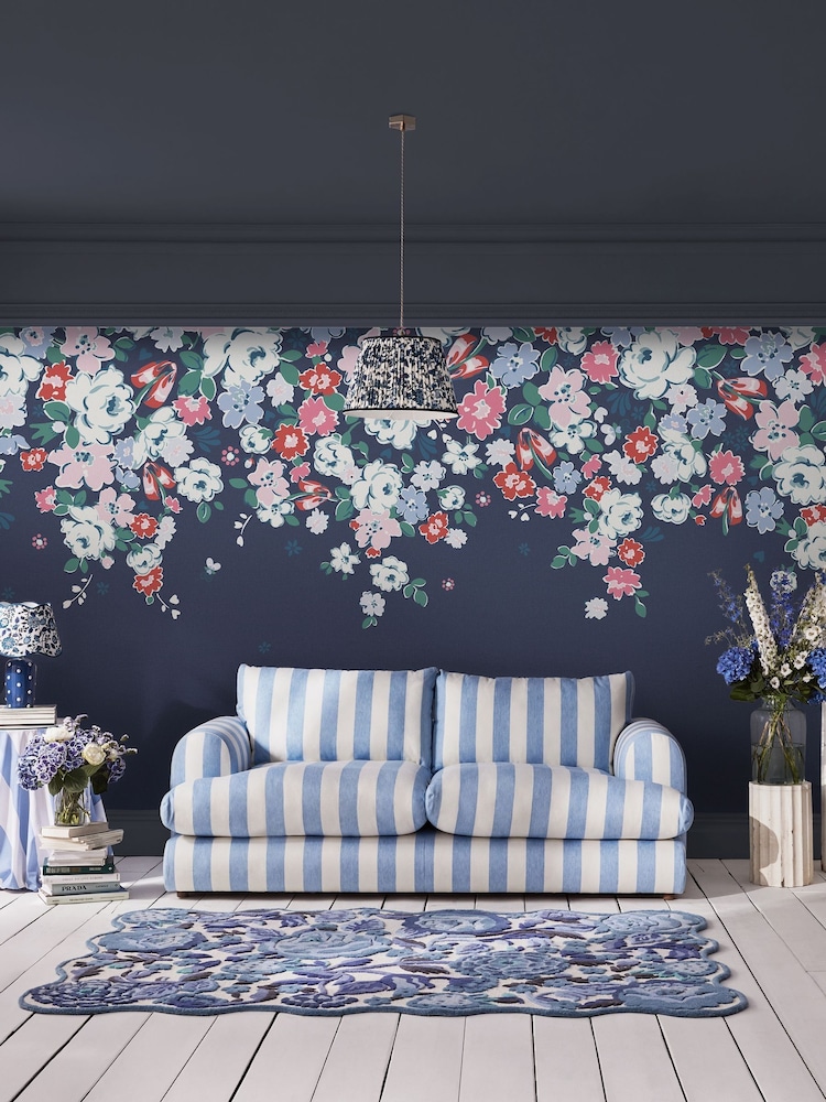 Cath Kidston Navy Clifton Floral Fixed Size 4M Mural - Image 1 of 2