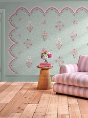 Cath Kidston Green Stitch In Time Fixed Size 4M Mural - Image 1 of 2
