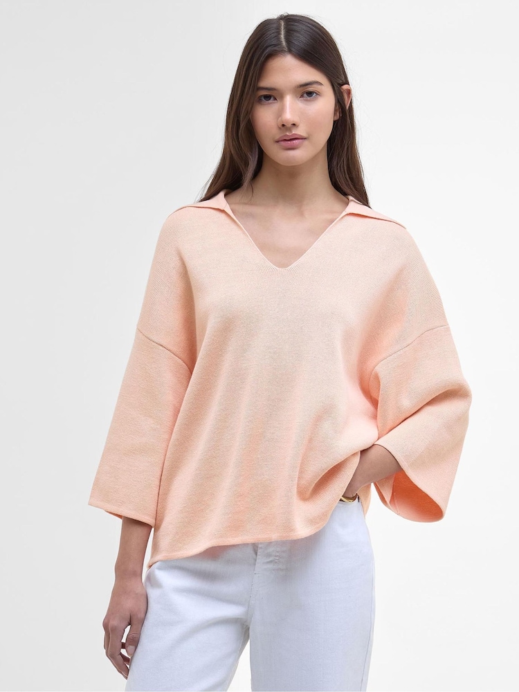 Barbour® International Orange Natalia Knitted T-Shirt - Image 1 of 5 Barbour® International Orange Natalia Knitted T-Shirt - Image 1 of 5