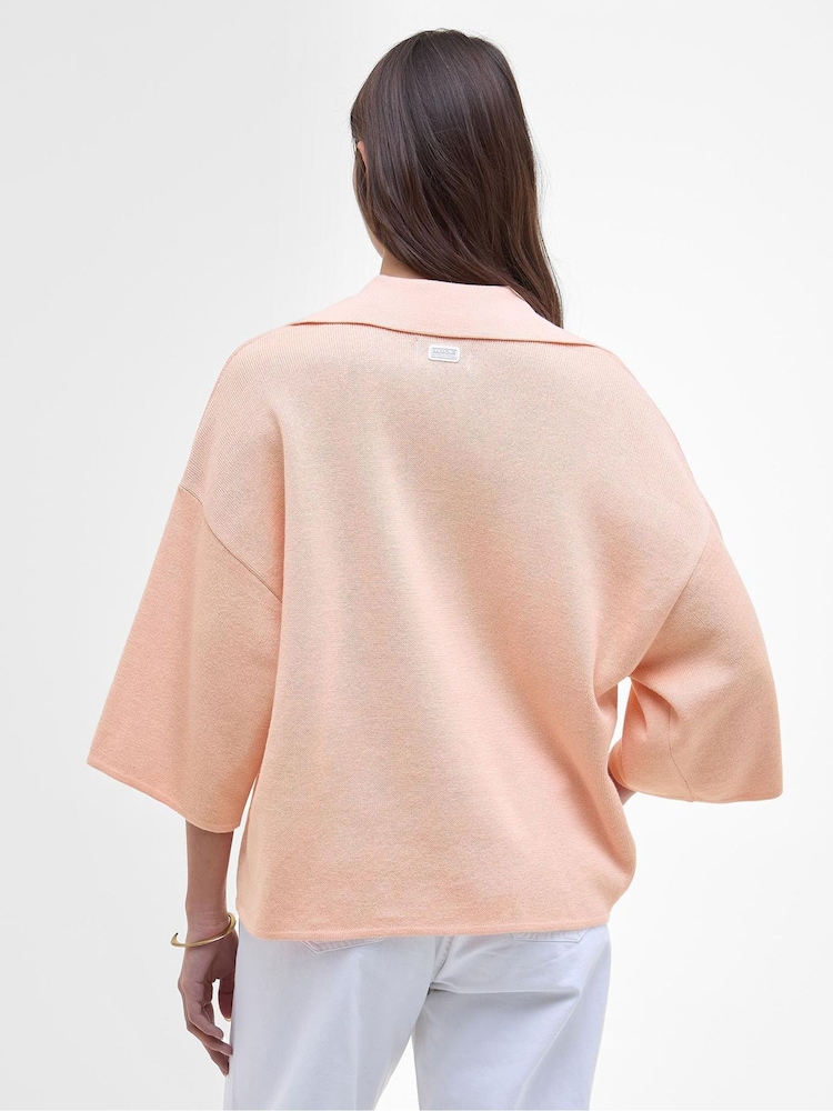 Barbour® International Orange Natalia Knitted T-Shirt - Image 2 of 5 Barbour® International Orange Natalia Knitted T-Shirt - Image 2 of 5
