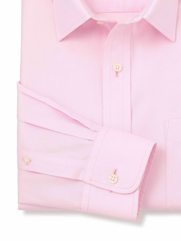 Savile Row Company Pink Classic Fit Cotton Dobby Non-Iron Single Cuff Formal Shirt - Image 5 of 5 Savile Row Company Pink Classic Fit Cotton Dobby Non-Iron Single Cuff Formal Shirt - Image 5 of 5