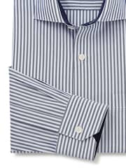 The Savile Row Company Blue 100% Cotton Stripe Classic Fit Smart Casual Shirt - Image 6 of 7