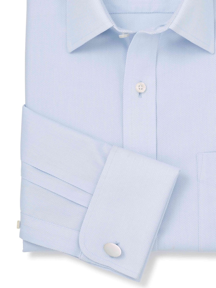 Синий - The Savile Row Company 100% Cotton Classic Fit Non-Iron Shirt - Image 3 of 3