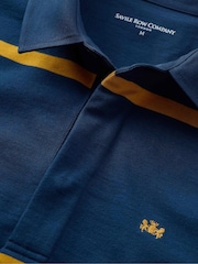The Savile Row Company Blue Navy Gold Stripe Heavyweight 100% Cotton Jersey Rugby Shirt - Изображение 3 из 4
