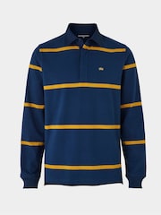 The Savile Row Company Blue Navy Gold Stripe Heavyweight 100% Cotton Jersey Rugby Shirt - Изображение 4 из 4