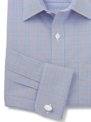 The Savile Row Company Blue 100% Cotton PoW Check Classic Fit Formal Shirt - Image 6 of 7