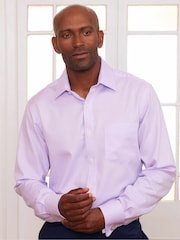 The Savile Row Company Classic Fit Herringbone Double Cuff Formal 100% Cotton Shirt - Image 1 of 5