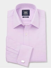 The Savile Row Company Classic Fit Herringbone Double Cuff Formal 100% Cotton Shirt - Image 3 of 5