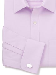 The Savile Row Company Classic Fit Herringbone Double Cuff Formal 100% Cotton Shirt - Image 4 of 5