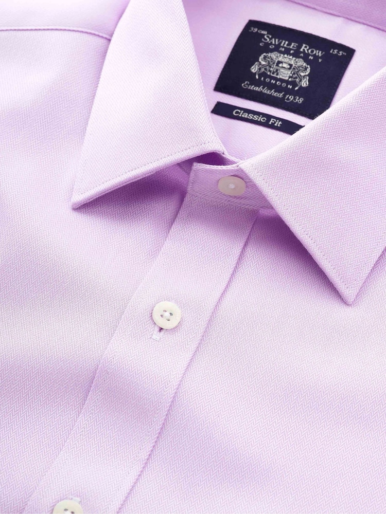The Savile Row Company Classic Fit Herringbone Double Cuff Formal 100% Cotton Shirt - Image 5 of 5