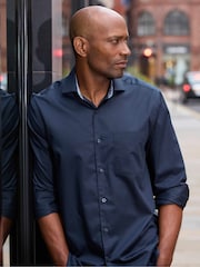 The Savile Row Company Blue 100% Cotton Classic Fit Smart Casual Shirt - Image 2 of 7