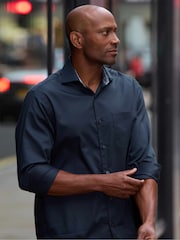 The Savile Row Company Blue 100% Cotton Classic Fit Smart Casual Shirt - Image 3 of 7