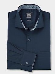 The Savile Row Company Blue 100% Cotton Classic Fit Smart Casual Shirt - Image 5 of 7