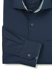 The Savile Row Company Blue 100% Cotton Classic Fit Smart Casual Shirt - Image 6 of 7