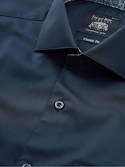 The Savile Row Company Blue 100% Cotton Classic Fit Smart Casual Shirt - Image 7 of 7