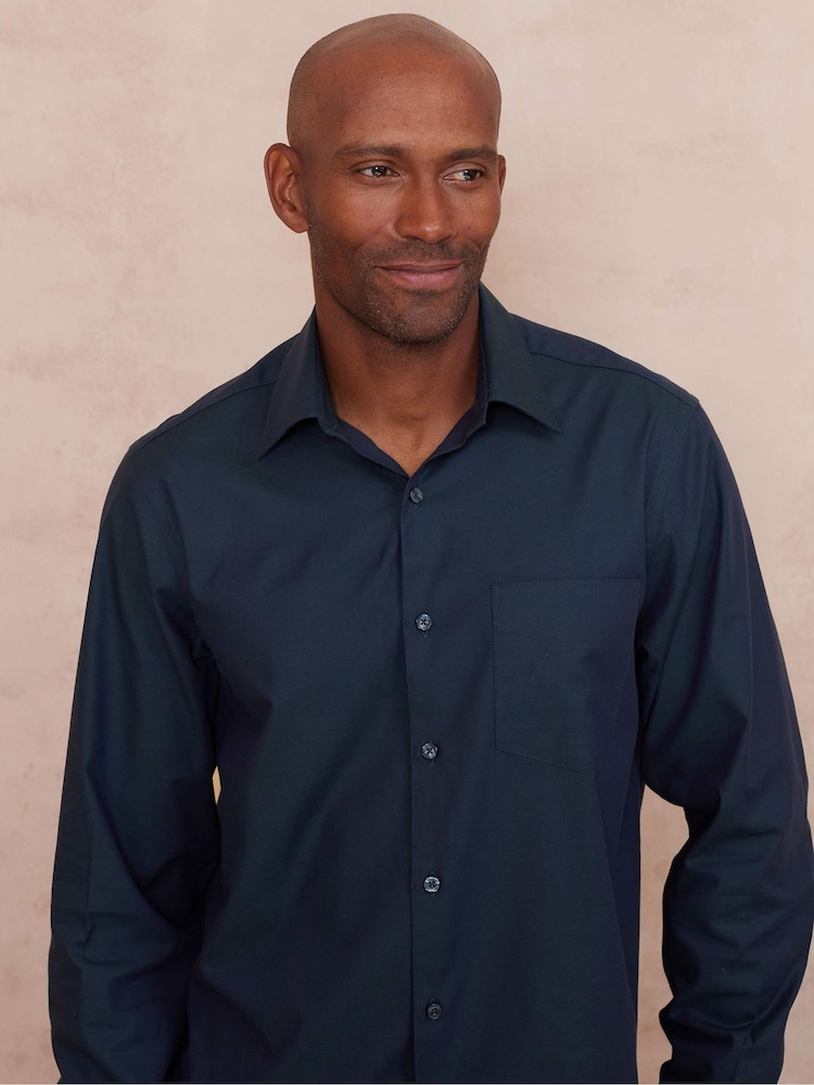 The Savile Row Company Classic Fit 100% Cotton Herringbone Formal Shirt - Image 1 of 5